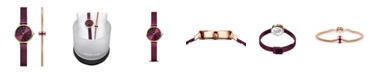 Bering Women's Purple Stainless Steel Mesh Strap Watch Set 22mm